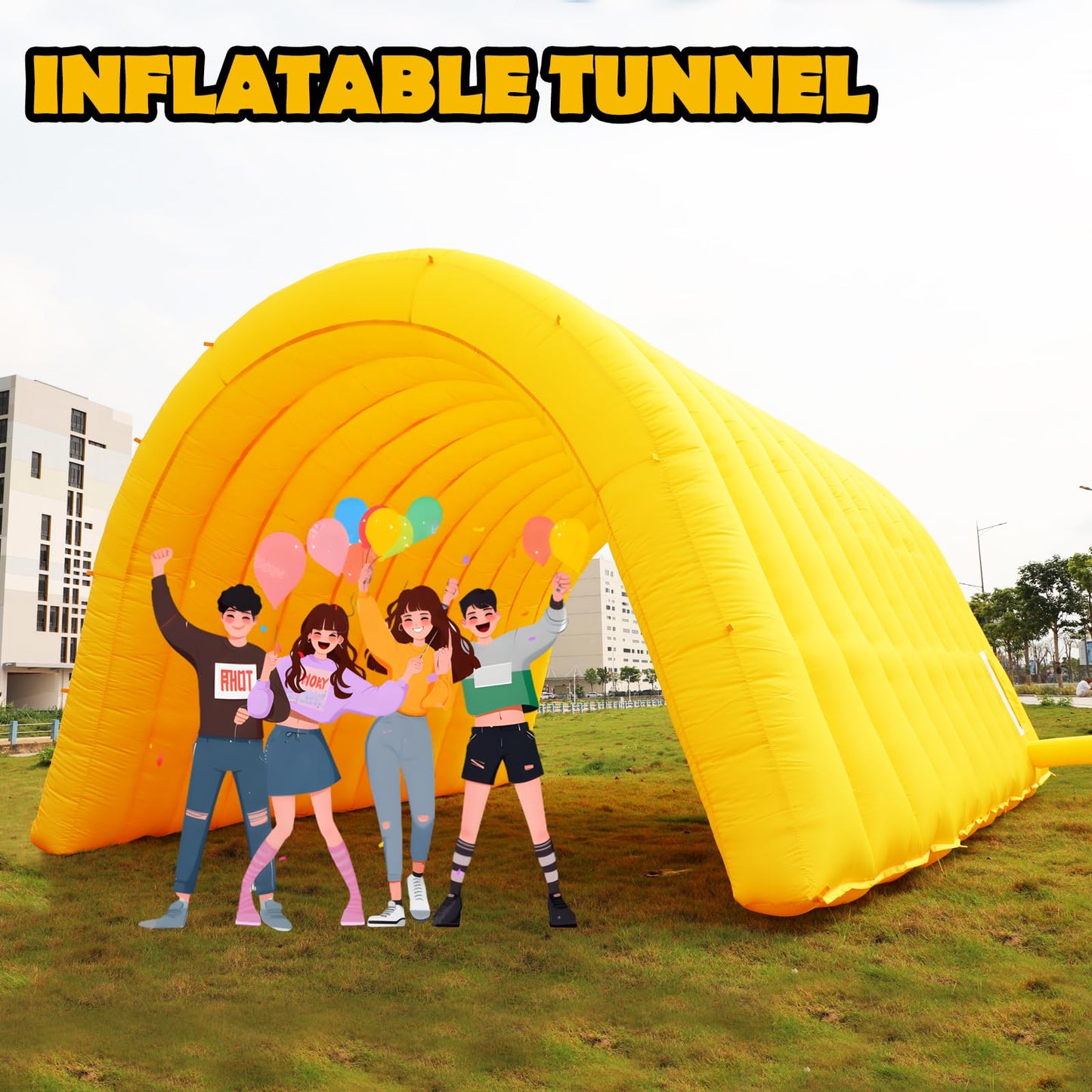 xmaybang Inflatable Sports Tunnel Entrance with Blower Football Tunnel Tent Entryway for Business Advertise Party Exhibition Promotion Street,Shop,Supermarket,School(Orange, 16.5 x 10 x 10FT)