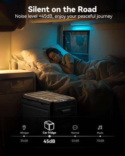 WOLFBOX 12V Car Refrigerator, 49 Quart Dual Zone Car Fridge, Portable Freezer(-8℉~68℉) with 12/24V DC 100/240V AC, APP Control Electric Cooler for Car, RV, Camping, Travel and Home Use