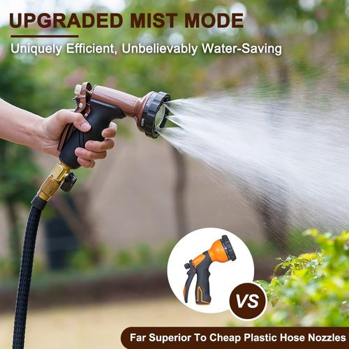 FANHAO Heavy Duty Metal Garden Hose Nozzle - 6 Spray Patterns for Efficient Watering | Ideal for Lawn, Plants, Cars & Pets