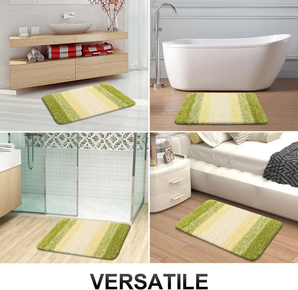 OLANLY Luxury U-Shaped Toilet Rugs - Extra Soft, Absorbent Microfiber Bath Mat | 24x20, Olive Green