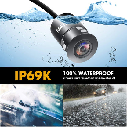 NATIKA Backup/Front/Side View Camera: No Distortion Effect Starlight Night Vision HD Metal Flush or Surface Mount 720P AHD and TVI Reverse Rear View Backup Camera for Cars Pickup Trucks SUVs RVs Vans