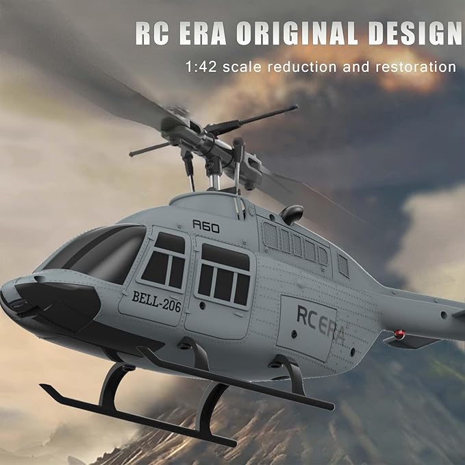 RC ERA A60 Helicopter - Remote Control Helicopters for Adult 1/42 Sacle 2.4G 4CH Gyro Stabilized Aircraft with Altitude Hold &amp Optical Flow3D Stunt Drone (Gray)