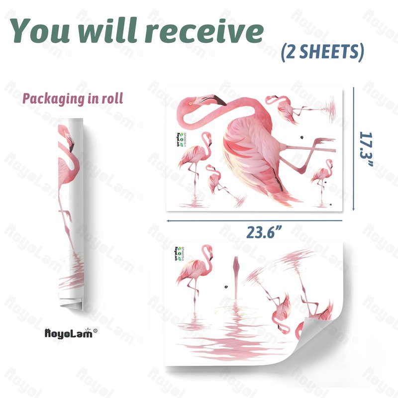 RoyoLam Pink Flamingo Bird Wall Decal Animal Wall Sticker