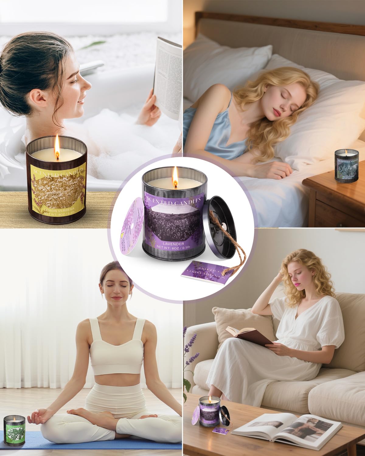 Scented Candles for Home, 8oz Soy Candle, 50H Burn, Lavender Aromatherapy, White Candle in Gift Box, Perfect for Birthday, Mother's Day, Christmas