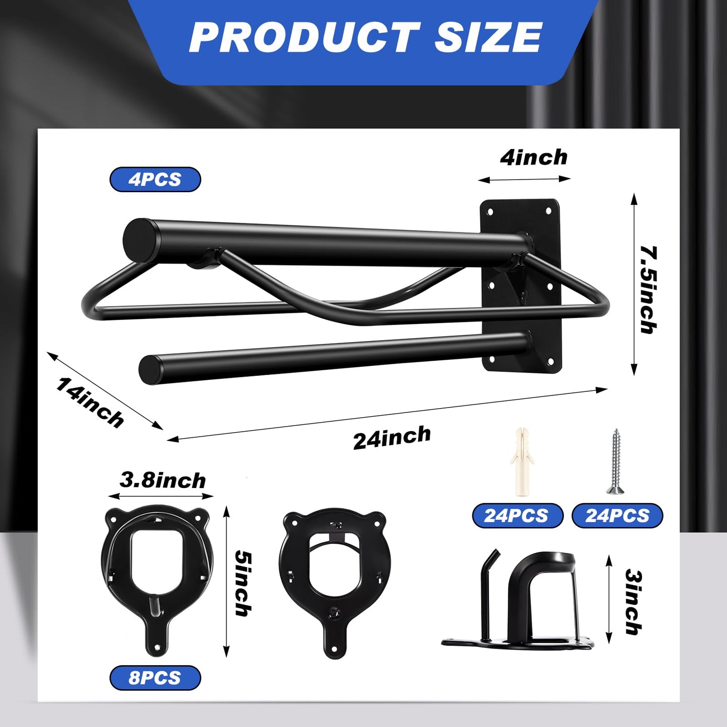 Paterr 12 Pack Saddle Rack Wall Mount with Pad Bar Horse Bridle Rack Metal Bracket Bridle Hooks Detachable Portable Saddle Stand Tack Storage for Western Horse Trailer Stall Supplies Accessories