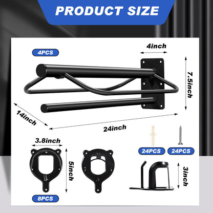 Paterr 12 Pack Saddle Rack Wall Mount with Pad Bar Horse Bridle Rack Metal Bracket Bridle Hooks Detachable Portable Saddle Stand Tack Storage for Western Horse Trailer Stall Supplies Accessories