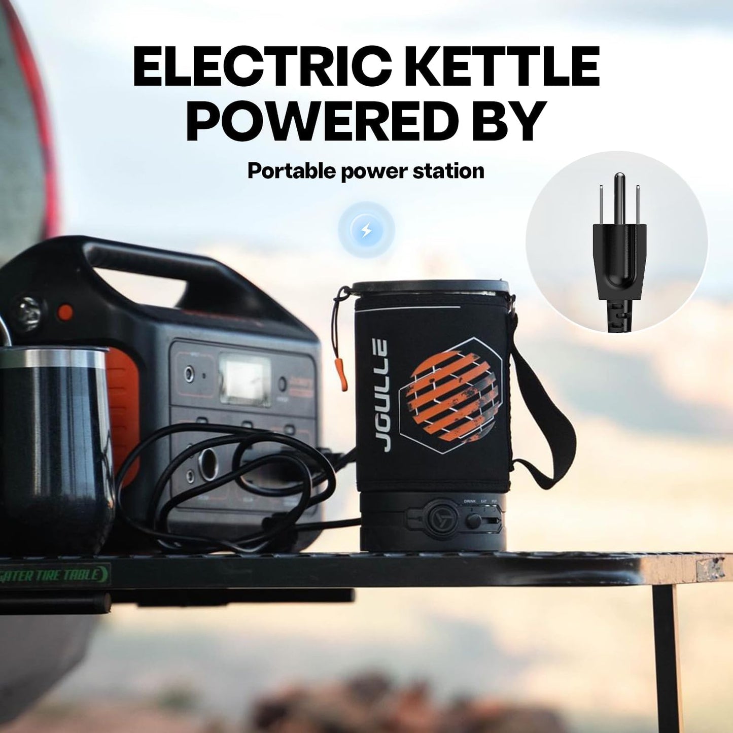 Stoke Voltaics Electric French Press Coffee Maker, 120V Boil Water & Press Coffee 2-in-1, Portable Design for Camping, Travel, 6 Minute Brew Ready