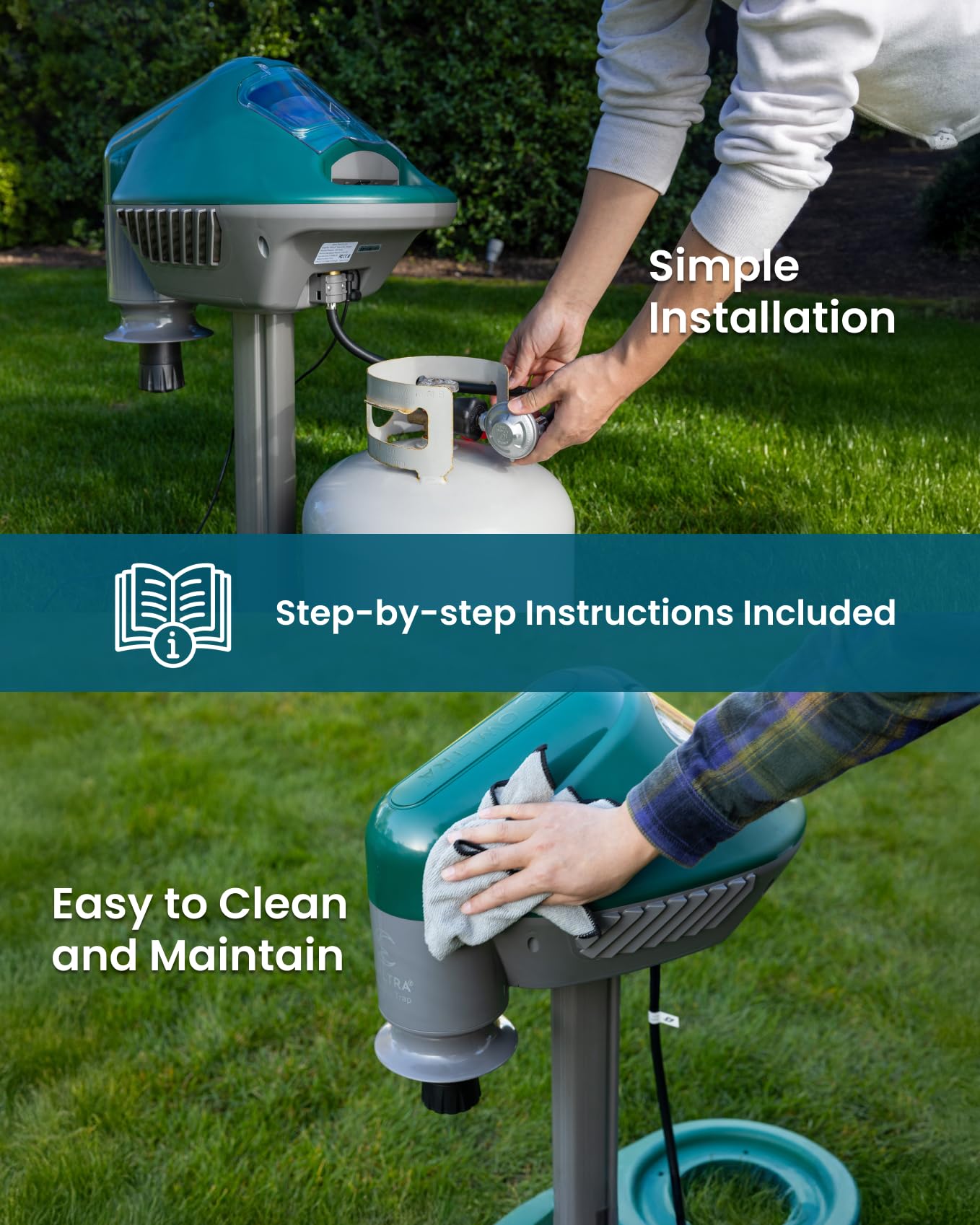 OWLTRA MT2410 Outdoor Super Effective Mosquito Trap, Quiet, Odorless, All-Weather Insect Control with CO2 Release for Mosquitoes, No-See-Ums, Flies & Midges, Easy Setup & Maintenance, Dark Green