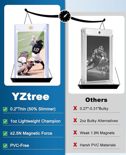 25ct Magnetic Card Holders: 35 pt Magnetic Cards Case for Trading Cards U-V Protection Hard Plastic Card Protectors for Sports Baseball Game Standard Display
