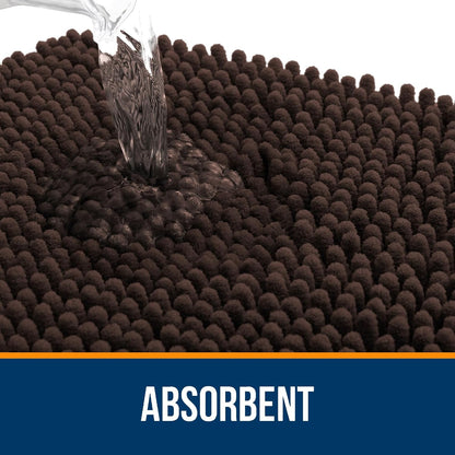 OLANLY Large Bath Rugs - Extra Soft Chenille with Rubber Backing | Quick Dry & Machine Washable, 40x24, Brown