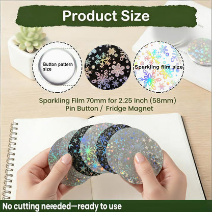 Quuztao 390PCS Button Making Supplies for Badge(2.76 in), 13 Styles of Holographic Glitter Film for 2.25 in Pin Maker Supplies