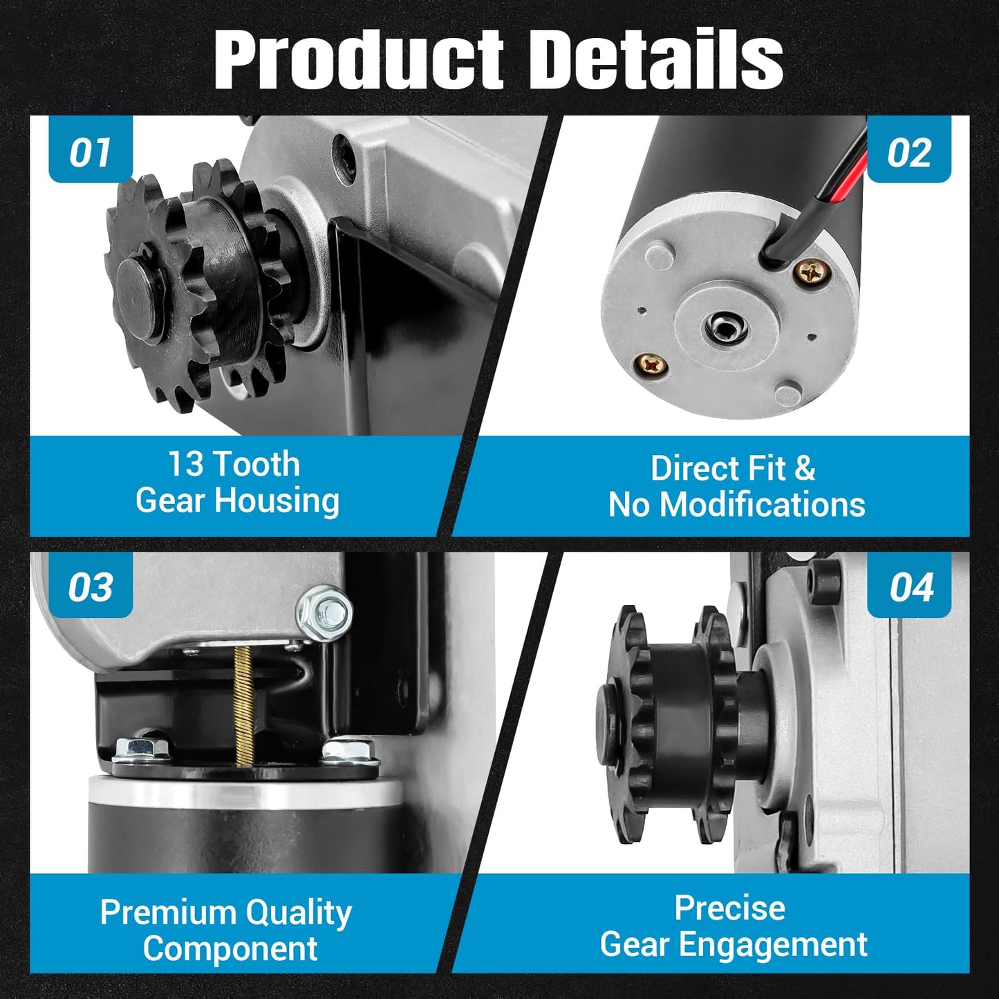 225008 RV Slide Out Motor R25075 Gearbox High Output Motor 13 Tooth Sprocket for RV Trailers with Accu-Slide Cable Driven Room System Replace R25076-1 Gearbox R25076 BAL Accu Slide Parts