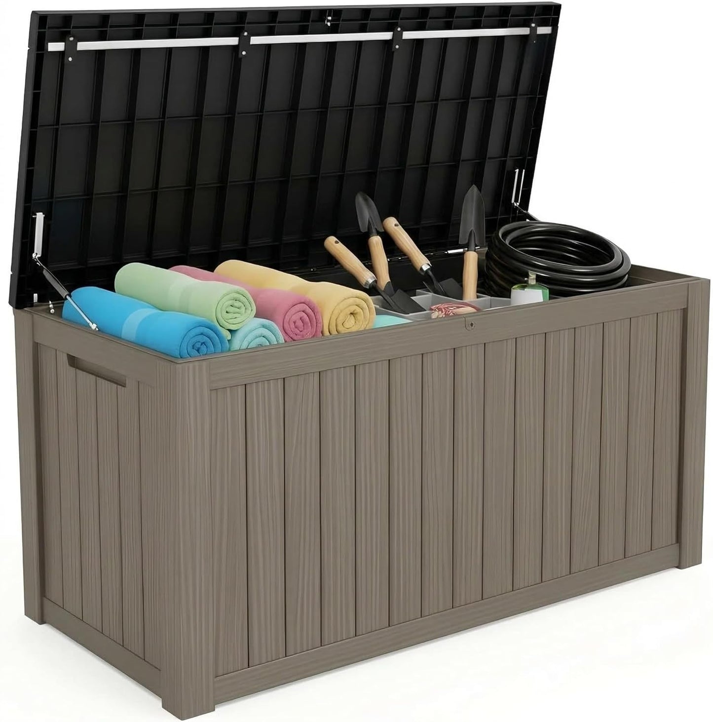 Resin Deck Box 180 Gallon - Lockable Waterproof Outdoor Storage for Patio Furniture & Garden Tools