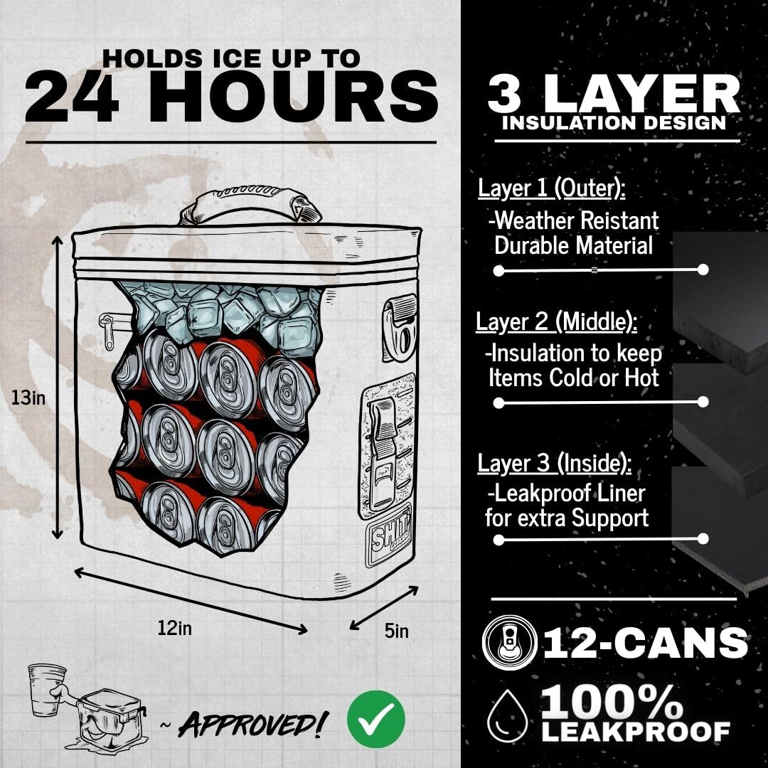 SHITI Coolers Cooler for Camping, Travel, Beach, Soft Lunch Box for Food, Drinks & Ice, Portable, Waterproof 24 Hr Insulated Bag with Shoulder Straps, Customizable (The Basket, 12 Can Cooler)