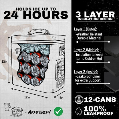 SHITI Coolers Cooler for Camping, Travel, Beach, Soft Lunch Box for Food, Drinks & Ice, Portable, Waterproof 24 Hr Insulated Bag with Shoulder Straps, Customizable (The Basket, 12 Can Cooler)