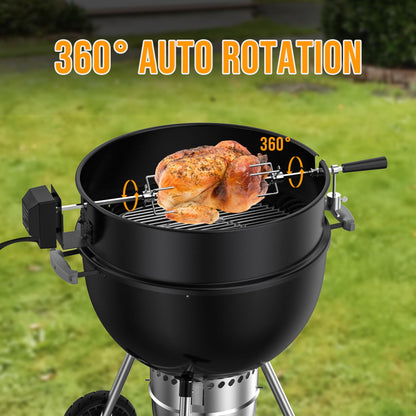 Charkettle Rotisserie Ring Kit and Stainless Steel Round Tumble Rotisserie Grill Basket