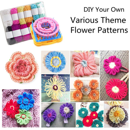 Ayasee Weaving Loom Kit, Flower Knitting Loom Kit, Frame Looms, Knitting Wool, Round/Square Knitting Looms Craft Kit Multi Color (Flower Maker + Yarn)