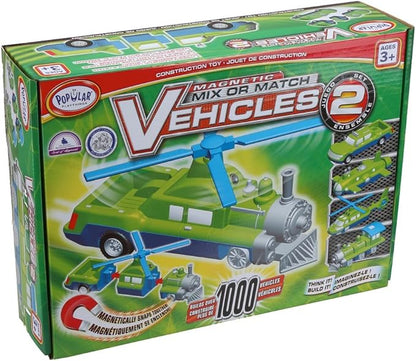 POPULAR PLAYTHINGS Magnetic Vehicles for Toddlers 1-3 Mix or Match Car Toys Set of 4 Gift for Kids - Vehicles 2