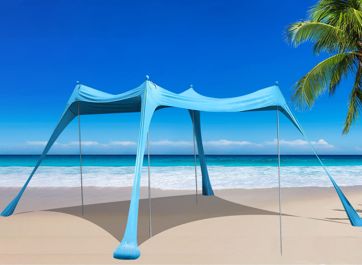 BOTINDO Family Beach Tent Canopy Sun Shade 6 Poles