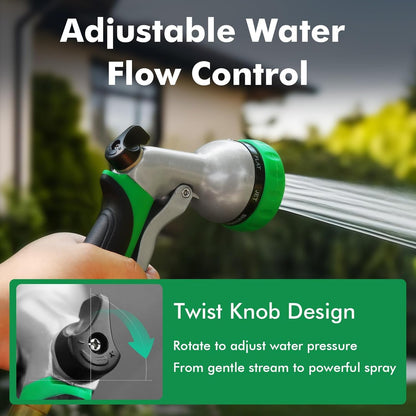 RESTMO Heavy Duty Metal Garden Hose Nozzle - 7 Adjustable Spray Patterns for Efficient Watering & Cleaning
