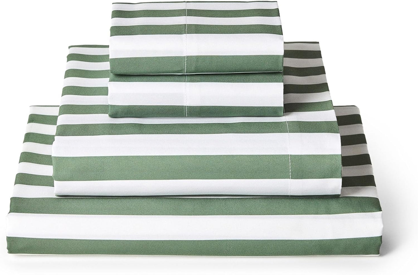 Mellanni California King Sheets Set - Hotel Luxury, Extra Soft & Cooling - Wrinkle & Stain Resistant (Oxford Stripe Sage)