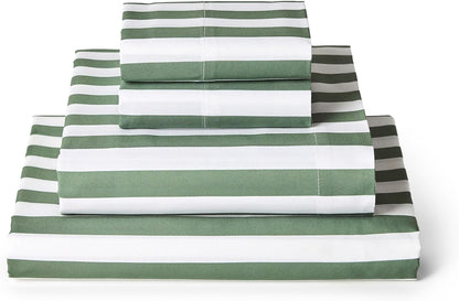 Mellanni California King Sheets Set - Hotel Luxury, Extra Soft & Cooling - Wrinkle & Stain Resistant (Oxford Stripe Sage)