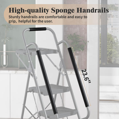 KINGRACK 5-Step Ladder with Tool Platform, 4-Step Pink Ladder, Sturdy and Foldable Step Stool for Home Garage Office