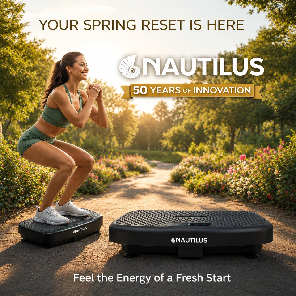 Nautilus Vibratone Pro Vibration Plate Exercise Machine for Lymphatic Drainage, Muscle Activation, Full Body Workout, Circulation, Fat Loss, Strength Training, Toning, Recovery