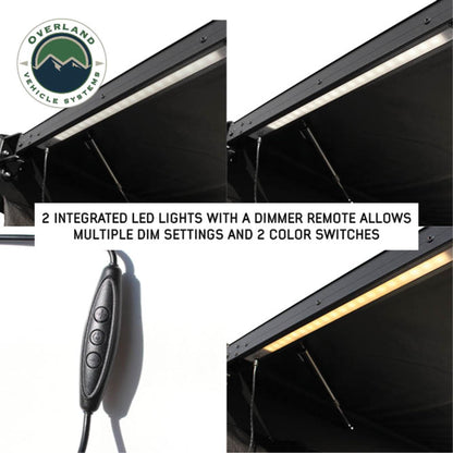 Overland Vehicle Systems 19690011 2.0-6.5’ XD Nomadic Self-Deploying 90 Degree Awning Unversal with Integrated LED Lights and Black Out | 61.6 Sq Ft of Coverage | Travel Cover Included