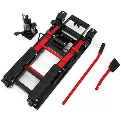 Hydraulic Motorcycle Lift Jack, 1500LB Capacity Scissor Jack for Dirt Bikes & ATVs, 4.7-14.57 Inch Lift Height, Non-Slip Platform & 360° Swivel Casters, Black Garage Lift