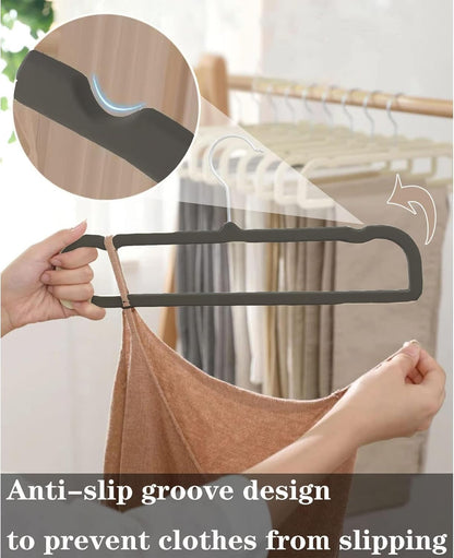 Velvet Hangers - Non-Slip Pants Hangers for Closet | 20 Pack Space-Saving Design with 360° Rotatable Hook (Black)