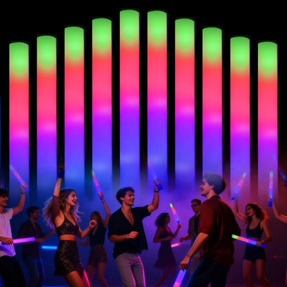 Blu7ive 20 PCS Foam Glow Sticks Party Favors led foam sticks 3 Modes Light Up Glow Sticks Multicolor glow in the dark party supplies,DJ Wands, Concert, Birthdays