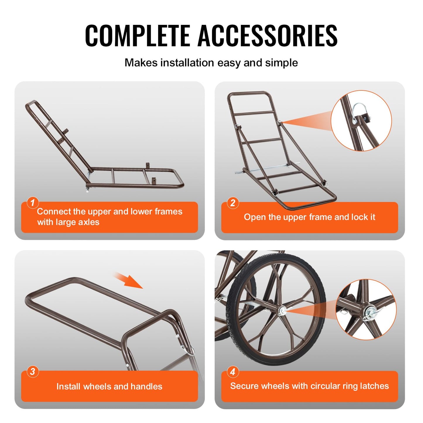 VEVOR Game Carts for Hunting, 500 LBS Deer Cart Game Hauler, Hawk Crawler Deer Cart, Hawk Hunting, All Terrain Folding Cart, Deer Hauling Cart, Heavy-Duty Utility Gear Dolly for Hunting Fishing Hiking