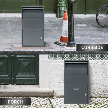 Ydocabinit Package Delivery Boxes for Outside,Extra Large Mailbox,Galvanized Steel Parcel Mailbox,Wall Mounted Lockable Anti-Theft for Outdoor Porch,Curbside,Grey,BG010A