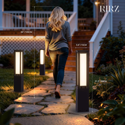 RIRZ Landscape Path Lights, 32" Modern Pathway Lights Wired, 1 Pack IP65 Waterproof Bollard Light, 3000K LED Aluminum Driveway Lighting, Outdoor Lawn Light for Yard Patio Walkway Driveway Pathway