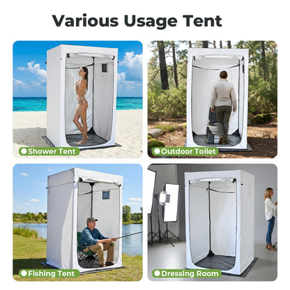 Alvantor® Shower Tent Changing Room Outdoor Shower Enclosure Privacy Shelter Toilet Tent Dressing Shelter Teflon Coating Fabric Multi-Proof Steel Pole for Patio, Garden, Poolside 47"x47"x81"