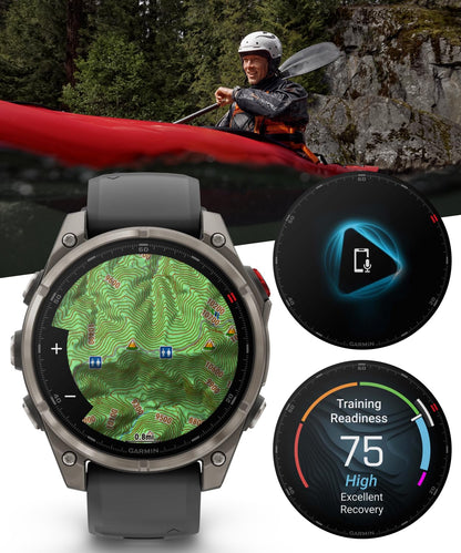 Garmin Fenix 7 Pro - Sapphire Solar Edition: Titanium 47 mm Smartwatch| Up to 22 Days Battery Life, Multisport & Outdoor High-Performance Multi-Band GPS Watch w/Flashlights Gift Bundle, 47mm Gray DLC