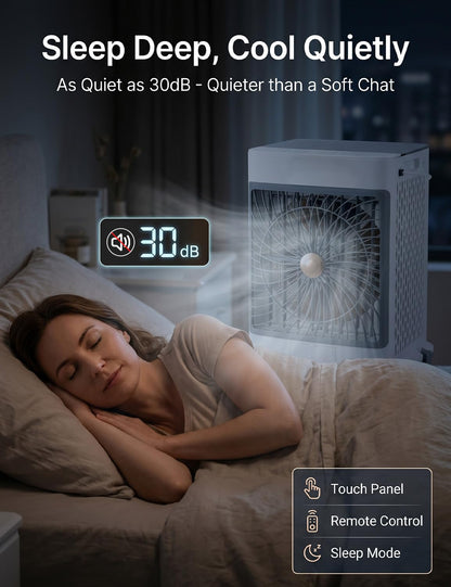 Portable Air Conditioners, Swamp Cooler Evaporative Air Cooler Portable AC Unit for Room, Windowless Cooling Fan That Blow Cold Air with 10GAL Detachable Tank for House Patio Garage Restaurant Outdoor