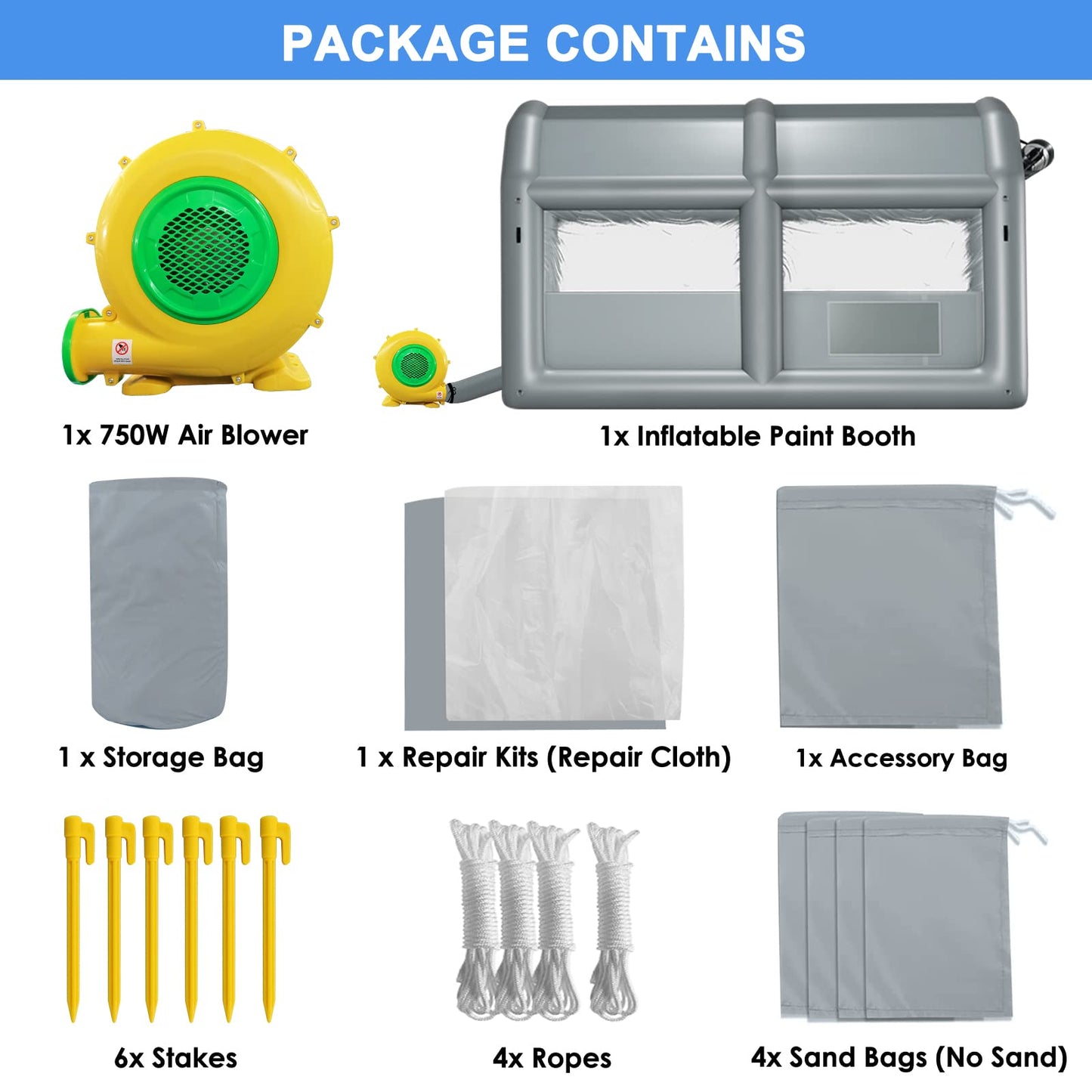 GZKYYLEGS Inflatable Paint Booth 13.5X8.5X8.5Ft with 750W Blower, Professional Portable Inflatable Spray Booth Tent for Motorcycles, Auto Parts, Furnitures or Other Items Painting and Drying