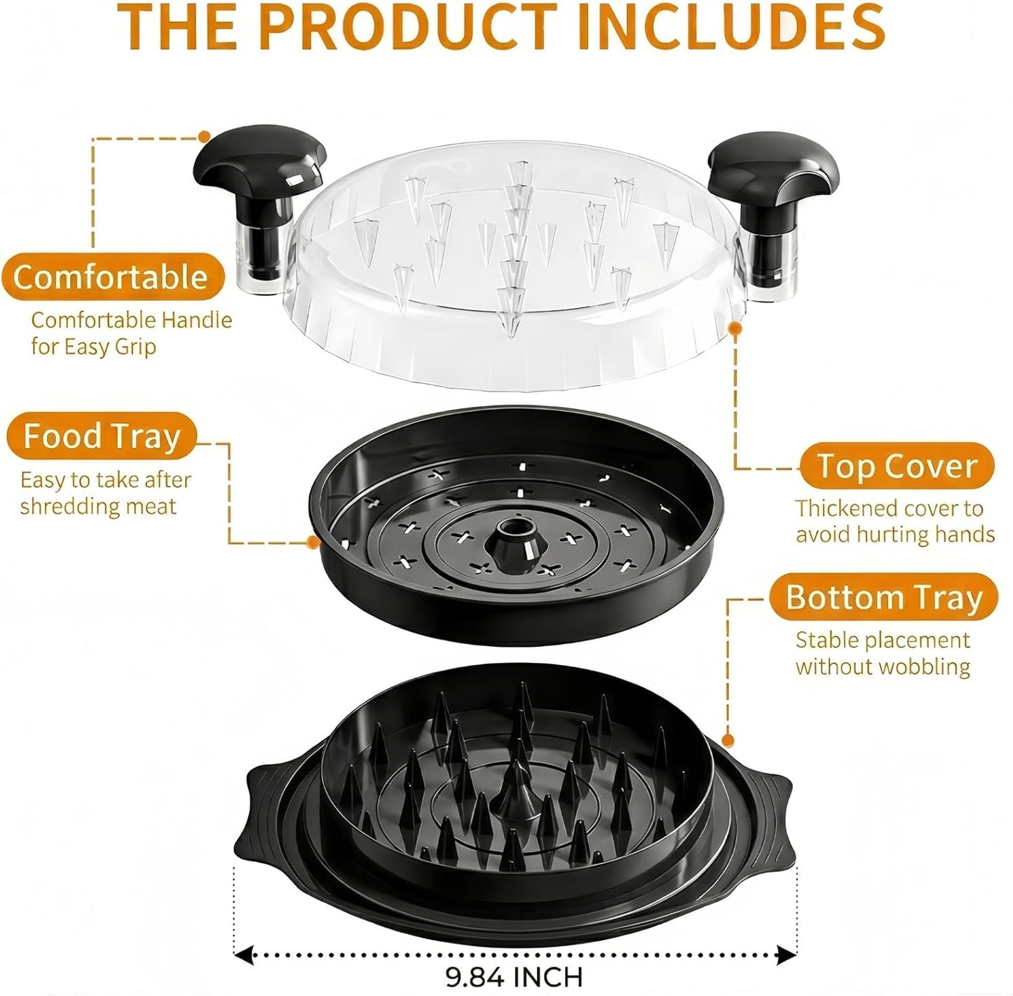 Skiennix Chicken Shredder Tool - Ergonomic Large Meat Grinder with Anti-Slip Handle | BPA-Free Design