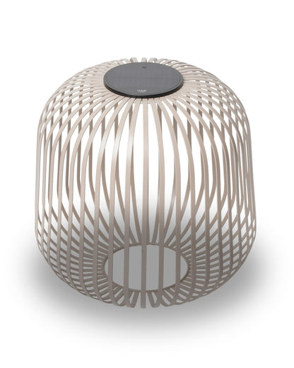 LUUK Studio SOLIS Wireless Solar LED Bedside Lamp, Warm White Dimmable Glow, Cordless Indoor Lantern & Outdoor Light, USB-C Rechargeable, Bedroom, Balcony, Patio, Soft Contemporary, Warm Taupe, Size L