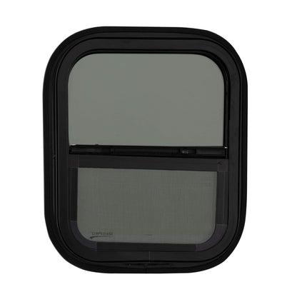 RecPro RV Window Replacement, Teardrop Style, Vertical Sliding, 14inW x 16inH, Black, Model RP-WIN, Made in USA