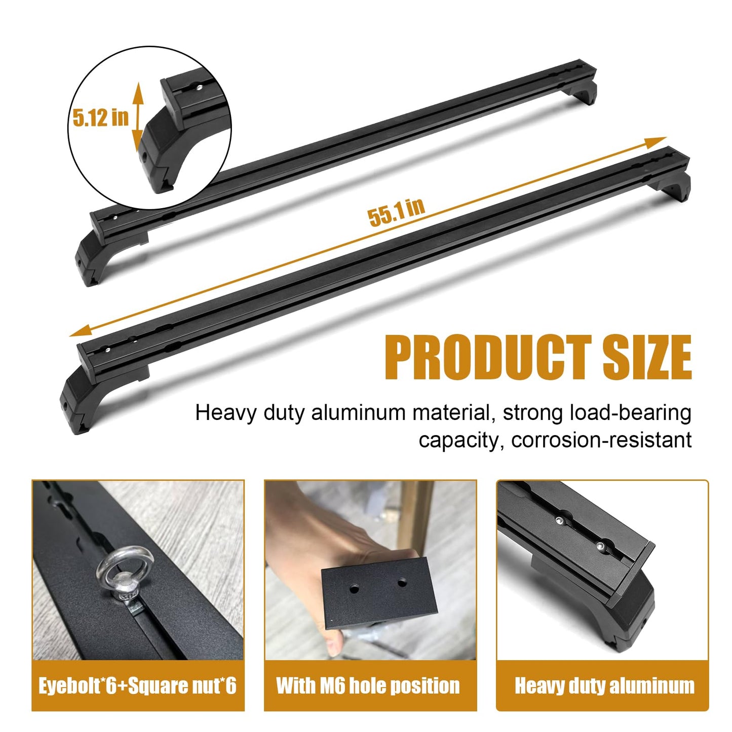 Z8 400 LBS Roof Rack Cross Bars with Sliders Compatible with Jeep Wrangler JL 2018-2025, Adjustable Tracks, Includes Tie-Down Rings and Square Nuts – Ideal for Roof Tent, Luggage, and Accessories