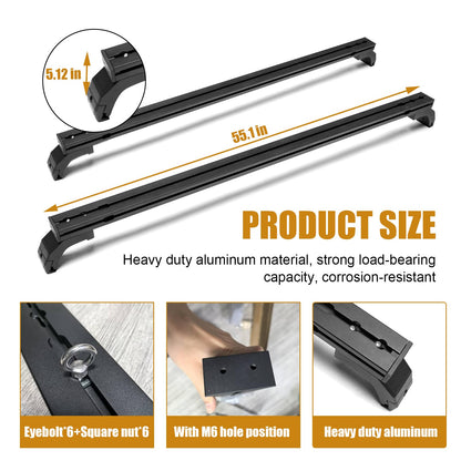 Z8 400 LBS Roof Rack Cross Bars with Sliders Compatible with Jeep Wrangler JL 2018-2025, Adjustable Tracks, Includes Tie-Down Rings and Square Nuts – Ideal for Roof Tent, Luggage, and Accessories