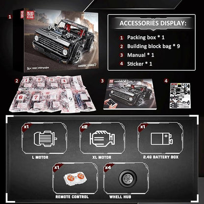 Mould King 13082 Pickup Truck Block Kits Model MOC Building Blocks Set to Build Gift for Age 14+/Adult Collections Enthusiasts(3695 Pieces with Motor/APP Remote Control)