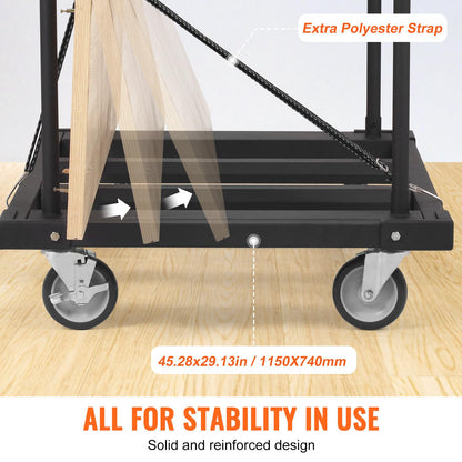 VEVOR Folding Table Cart, Heavy Duty Table Trolley with 5" Swivel Wheels, 1800 LBS Drywall Dolly Cart for Garage, Home, Warehouse, Party Event Hotel Furniture 10 Table Capacity