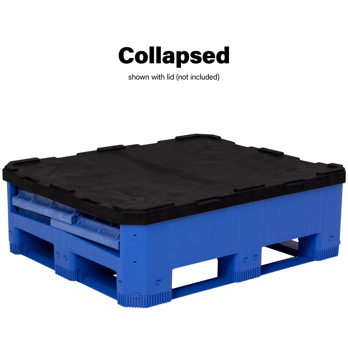 Buckhorn 48" x 40" x 46" Collapsible Bulk Box Container, General Purpose Plastic Stacking Gaylord Box with 4-Way Forklift Access and 2 Drop Doors, 1100 lb Capacity Storage Tote, Blue (BG48404602)