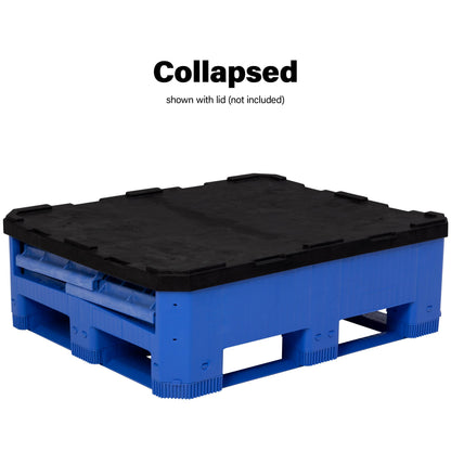 Buckhorn 48" x 40" x 46" Collapsible Bulk Box Container, General Purpose Plastic Stacking Gaylord Box with 4-Way Forklift Access and 2 Drop Doors, 1100 lb Capacity Storage Tote, Blue (BG48404602)