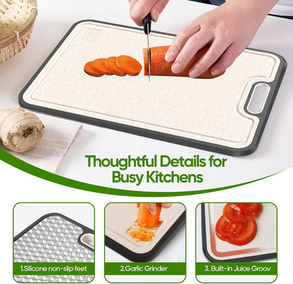 Titanium Cutting Board - Double-Sided Medical-Grade Design | Large Chopping Board with Juice Groove for Meat, Vegetables & Fruits