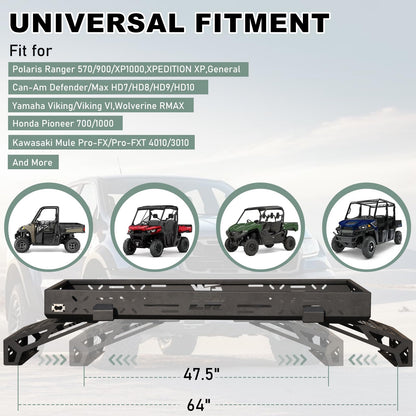NIXFACE UTV Cargo Rack Aluminum Adjustable Universal with Cargo Net Fit for UTVs Trucks,Vans,SUVs Carry More for Off-Road,Farming,Hunting
